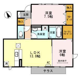 東広島市西条町寺家のアパートの間取り