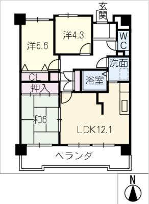 ライオンズマンション半田202の間取り