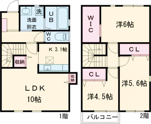 福岡市東区香住ヶ丘のアパートの間取り