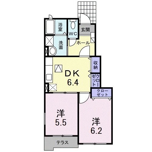 久留米市北野町高良のアパートの間取り