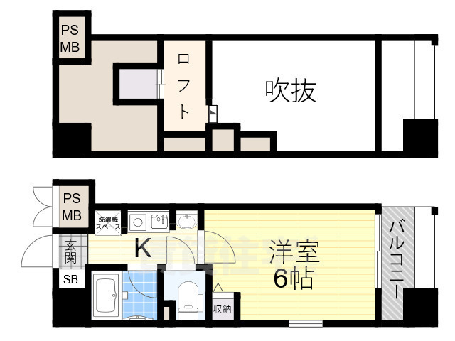 大阪市都島区片町のマンションの間取り