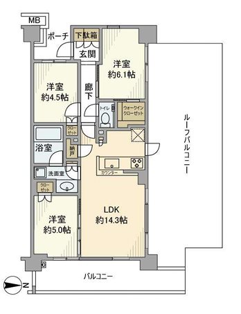 三鷹市牟礼のマンションの間取り