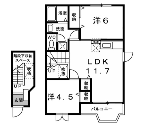 館林市坂下町のアパートの間取り