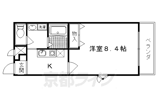 京都市右京区嵯峨大覚寺門前井頭町のアパートの間取り