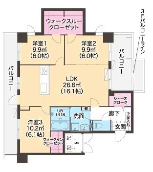 ニューガイアソラーレ安部山公園の間取り