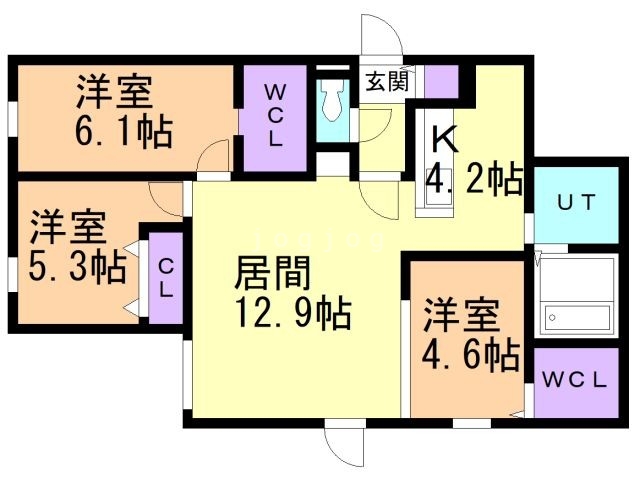 札幌市西区山の手二条のマンションの間取り