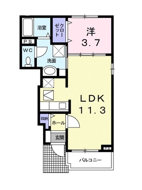 宇和島市夏目町のアパートの間取り