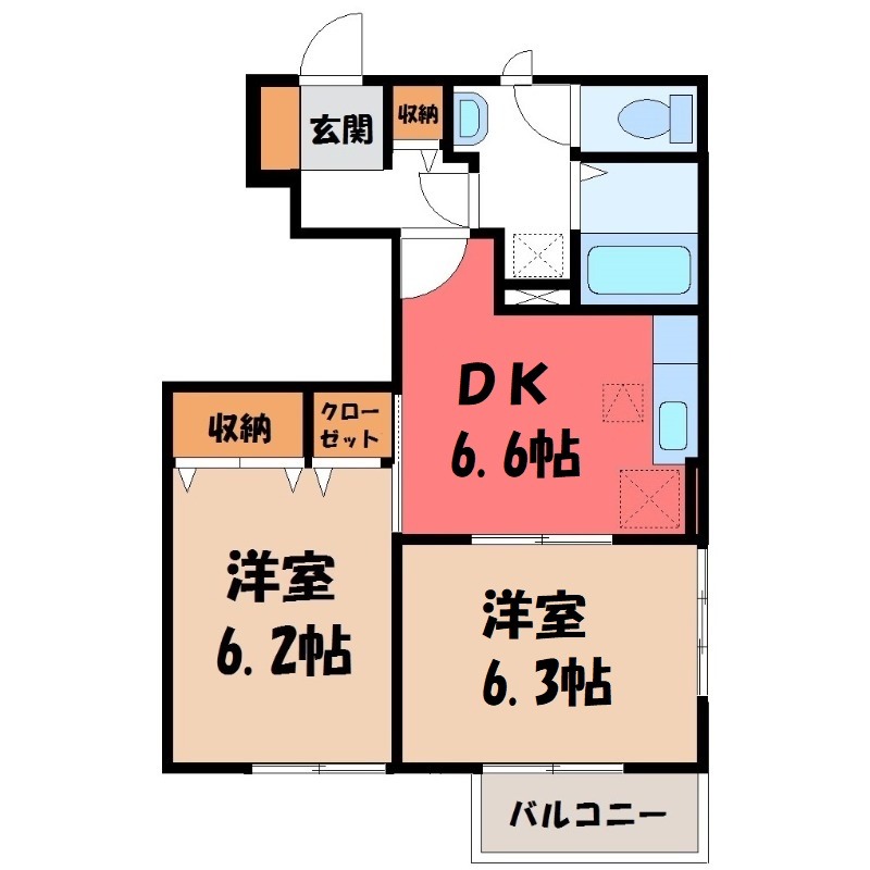 太田市東新町のアパートの間取り