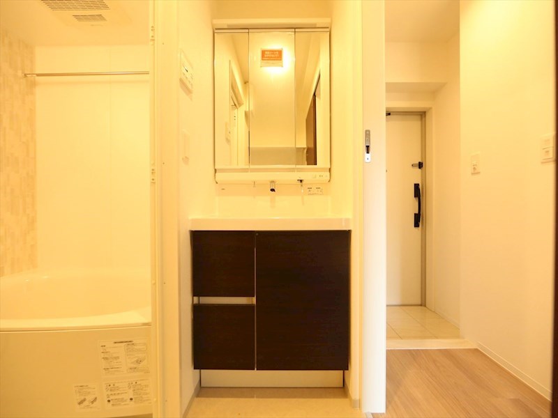 洗面設備　脱衣所　独立洗面台（シャンプードレッサー付）収納スペース有