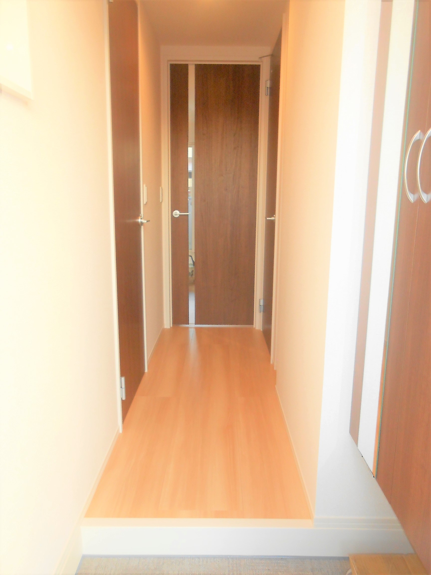 玄関　鏡付きのシューズボックスがある玄関です。