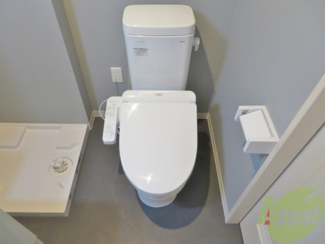 トイレ　トイレと洗面所は一緒になってます、ウォシュレット付き