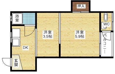 地下鉄御堂筋線 西中島南方駅 徒歩4分 2階建 築58年の間取り写真