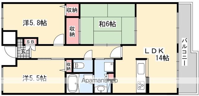 京阪本線 寝屋川市駅 バス乗車時間：12分 最寄りバス停で下車 徒歩3分 9階建 築29年の間取り写真
