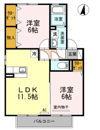 福山市千田町のアパートの間取り