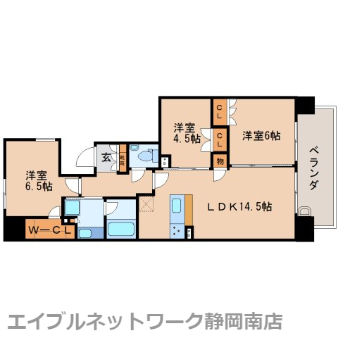 【静岡市駿河区泉町のマンションの間取り】