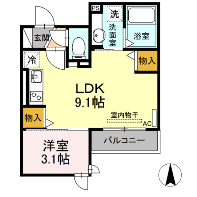 D-room　kumeの間取り