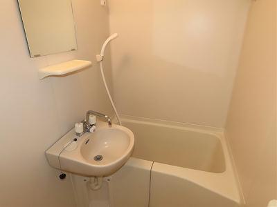 バス・シャワールーム　洗面台とユニット式のお風呂です