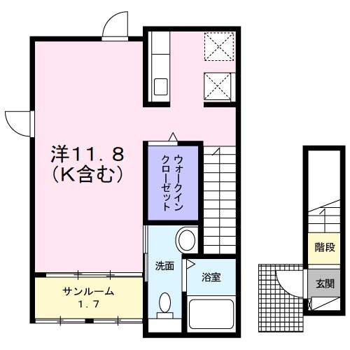 静岡市駿河区国吉田のアパートの間取り