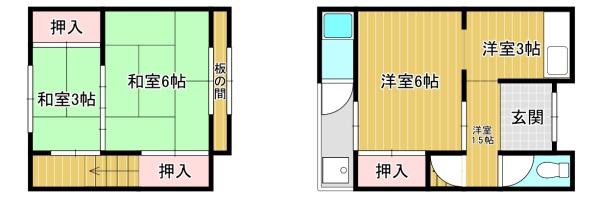 貸家　久世上久世町589-1　南側の間取り