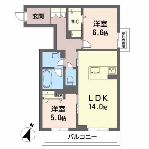 広島市安佐南区川内のアパートの間取り