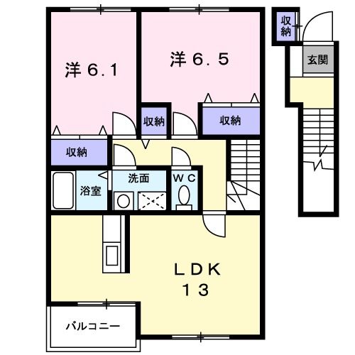 【胎内市大川町のアパートの間取り】