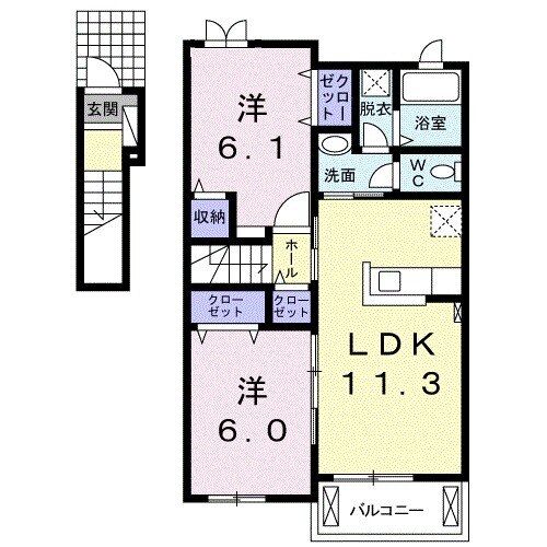 下関市彦島塩浜町のアパートの間取り