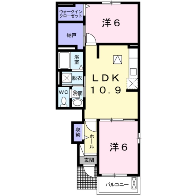 泉佐野市日根野のアパートの間取り