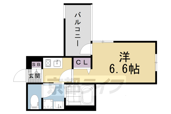 京都市左京区浄土寺西田町のマンションの間取り