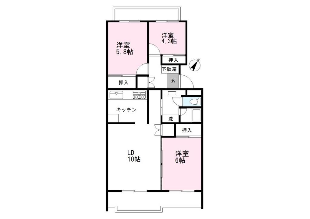 世田谷区瀬田のマンションの間取り