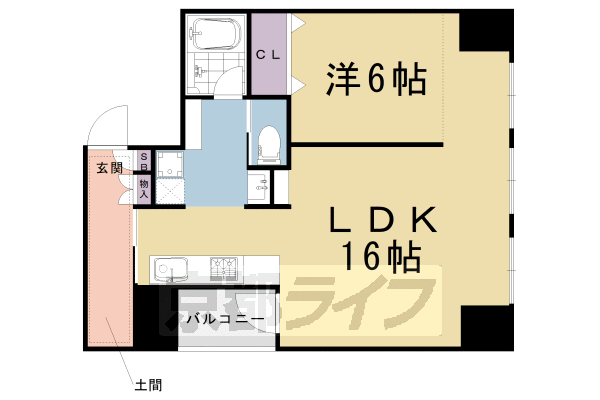 京都市下京区茶磨屋町のマンションの間取り