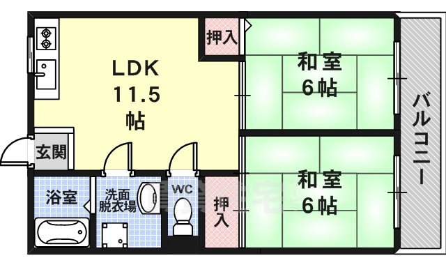 京都市右京区山ノ内宮前町のマンションの間取り