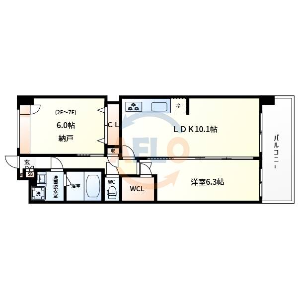 大阪市浪速区浪速西のマンションの間取り