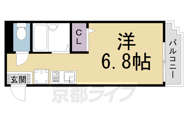 京都市左京区下鴨下川原町のマンションの間取り