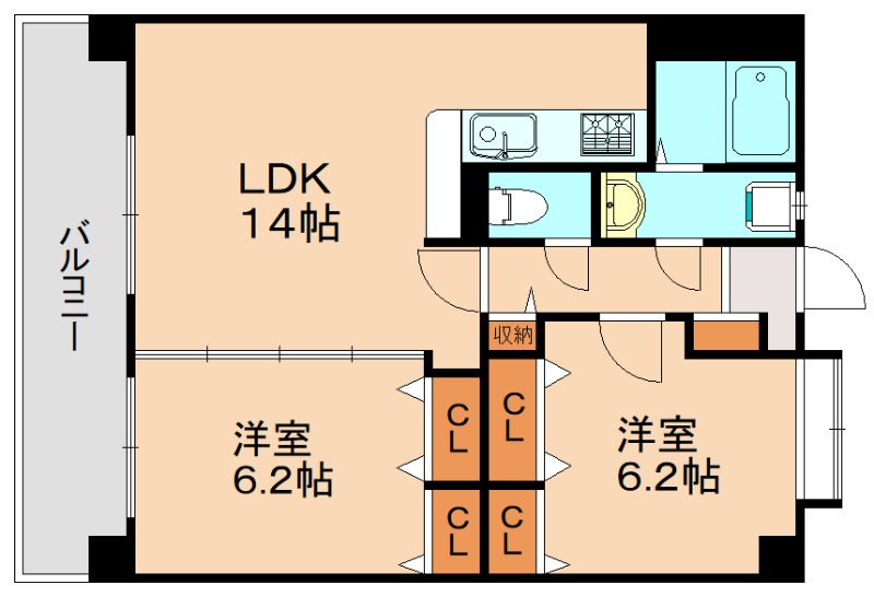 糟屋郡志免町南里のマンションの間取り