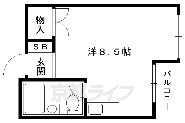 京都市左京区下鴨東半木町のマンションの間取り