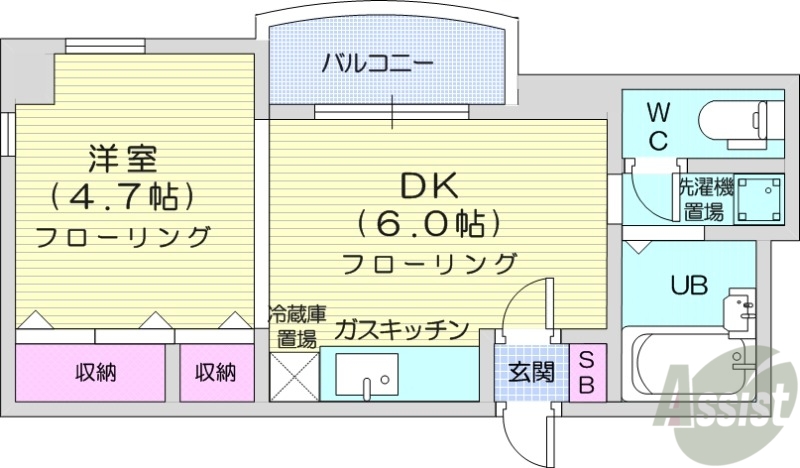 【札幌市中央区南一条西のマンションの間取り】