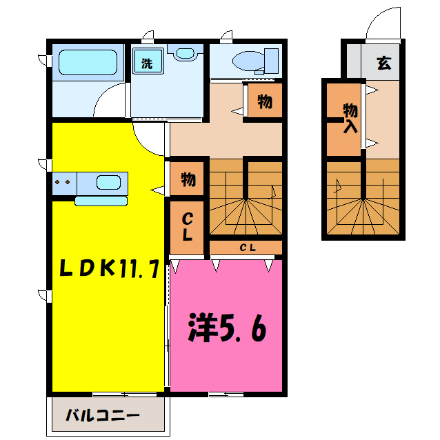 シャルール A／B（高崎市足門町）の間取り