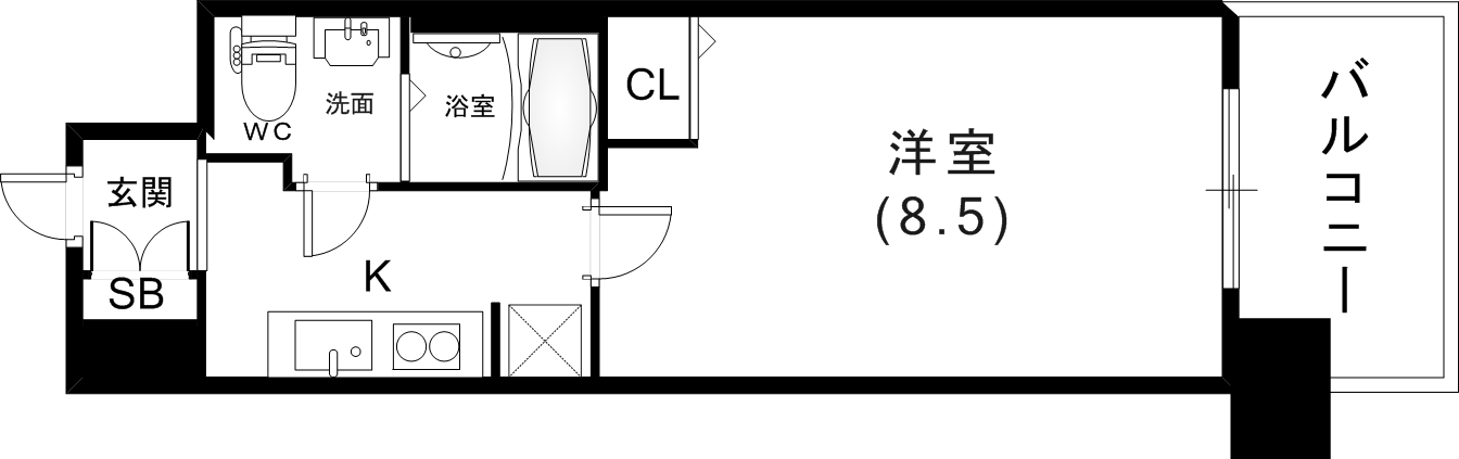 神戸市中央区二宮町のマンションの間取り