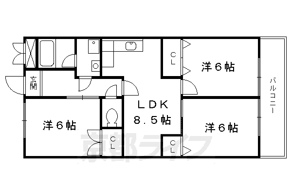 京都市伏見区向島津田町のマンションの間取り