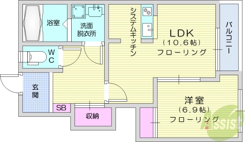 名取市美田園のアパートの間取り