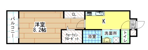 北九州市小倉北区東城野町のマンションの間取り