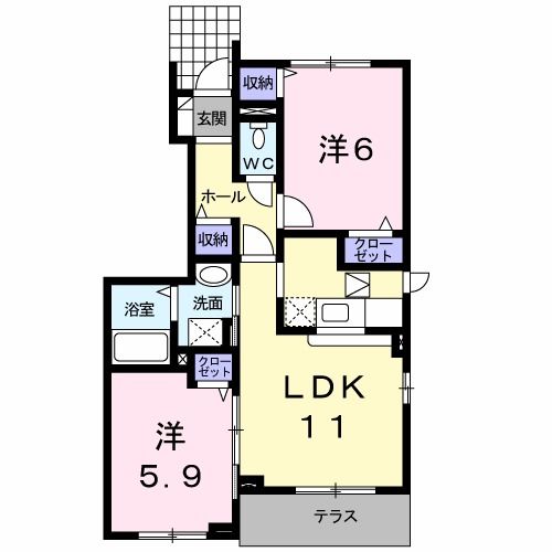 八戸市西白山台のアパートの間取り