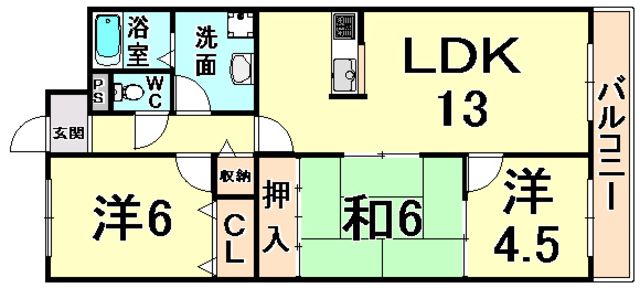 尼崎市武庫之荘本町のマンションの間取り