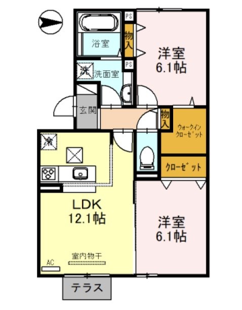 【神戸市北区鈴蘭台西町のアパートの間取り】