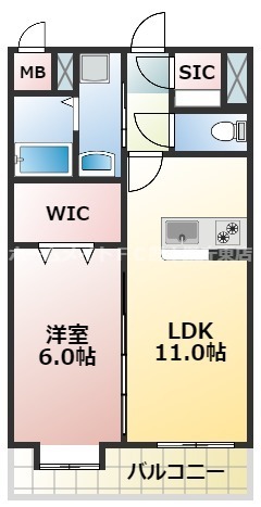 熊本市中央区九品寺のマンションの間取り