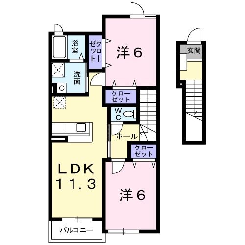 津市岩田のアパートの間取り