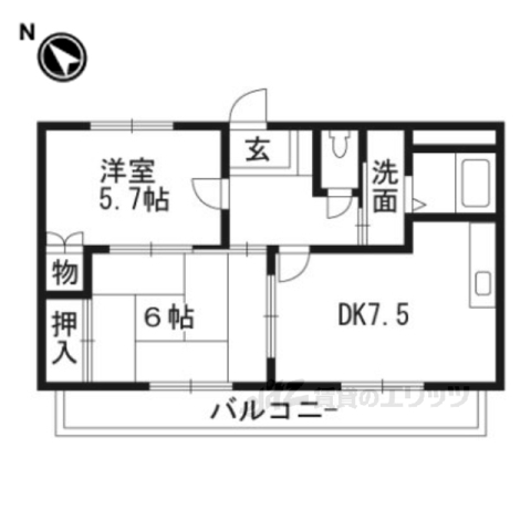 野洲市吉地のアパートの間取り