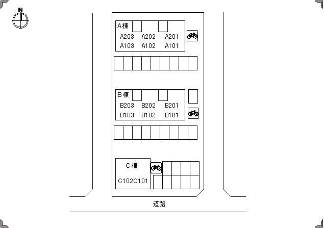 【シティパル２１　B棟の駐車場】