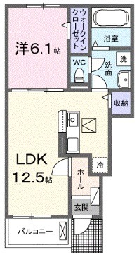 倉敷市福田町古新田のアパートの間取り