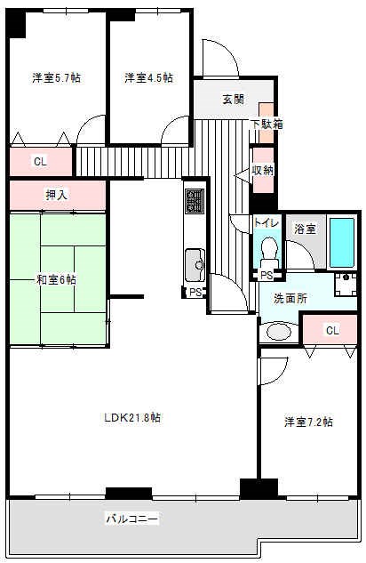 吹田市五月が丘西のマンションの間取り